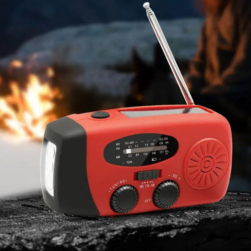 2000mAh Emergency Crank Weather Radio with LED Flashlight.