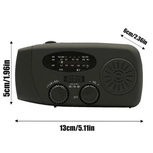 2000mAh Emergency Crank Weather Radio with LED Flashlight.